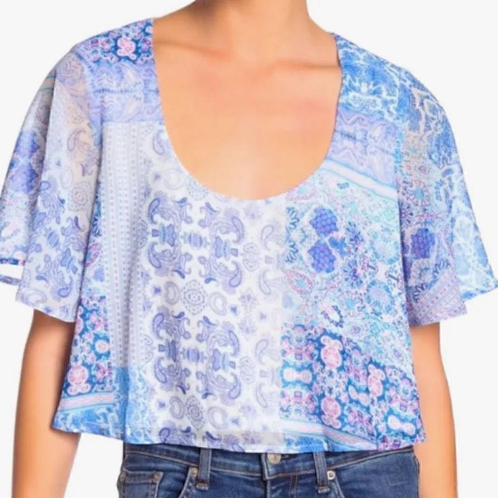Show Me Your Mumu Kourtney Crop Top Chiffon Size S NWOT